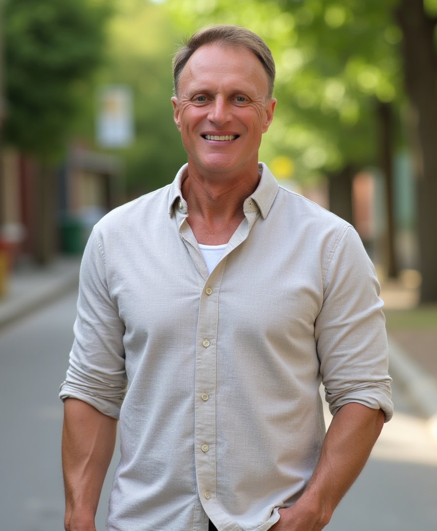 Greg de Vries smiling, ready to lead a meditation session